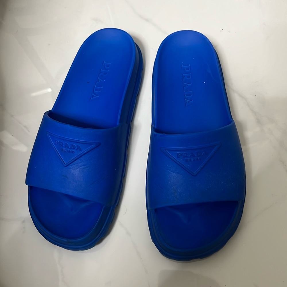 Prada Blue Rubber/Foam Slides